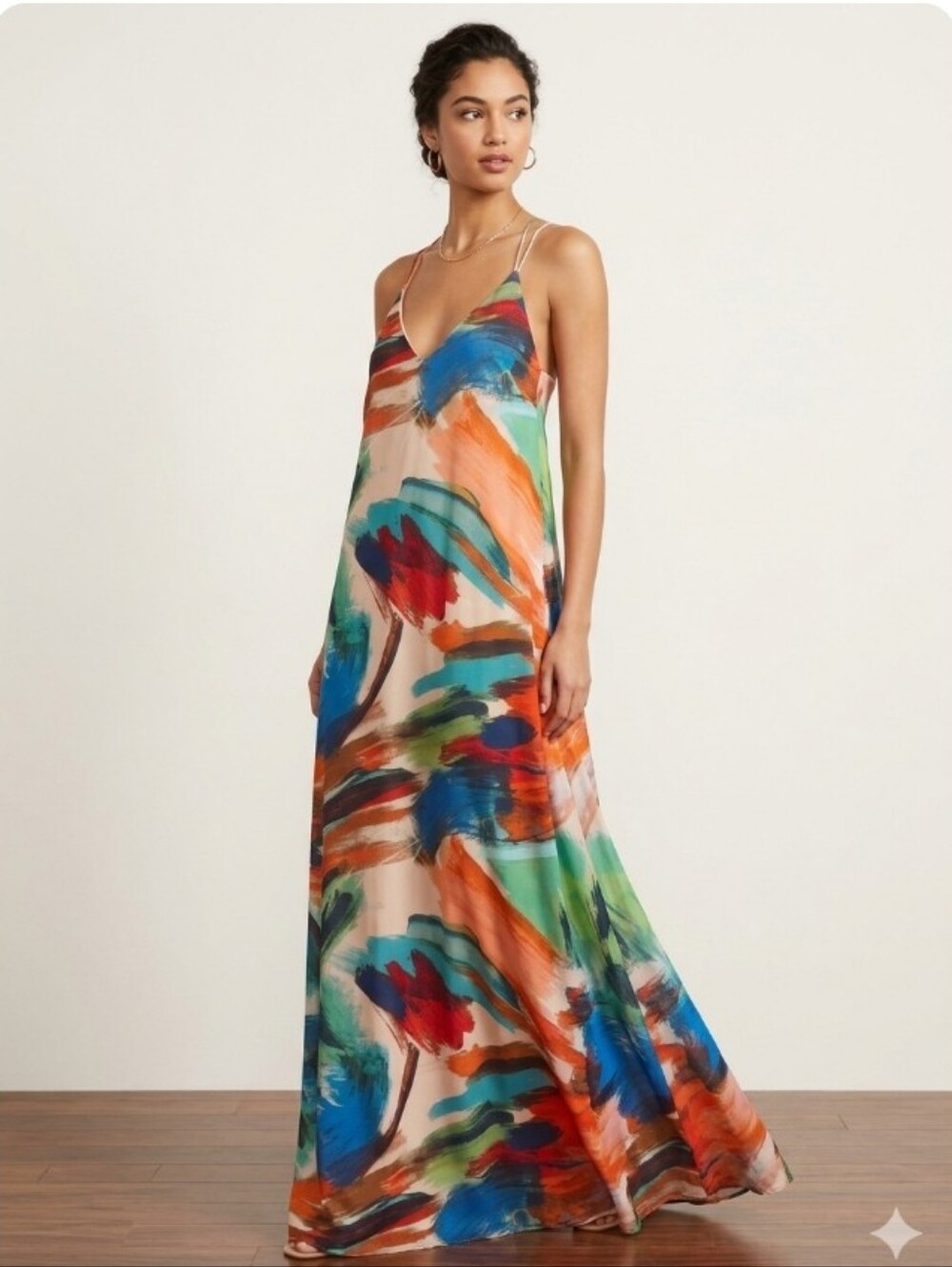 Be by Chetta B Xl sleeveless abstract print maxi dress in a multicolored design